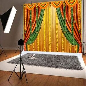 Vibrant Orange and Green Decorative Backdrop
